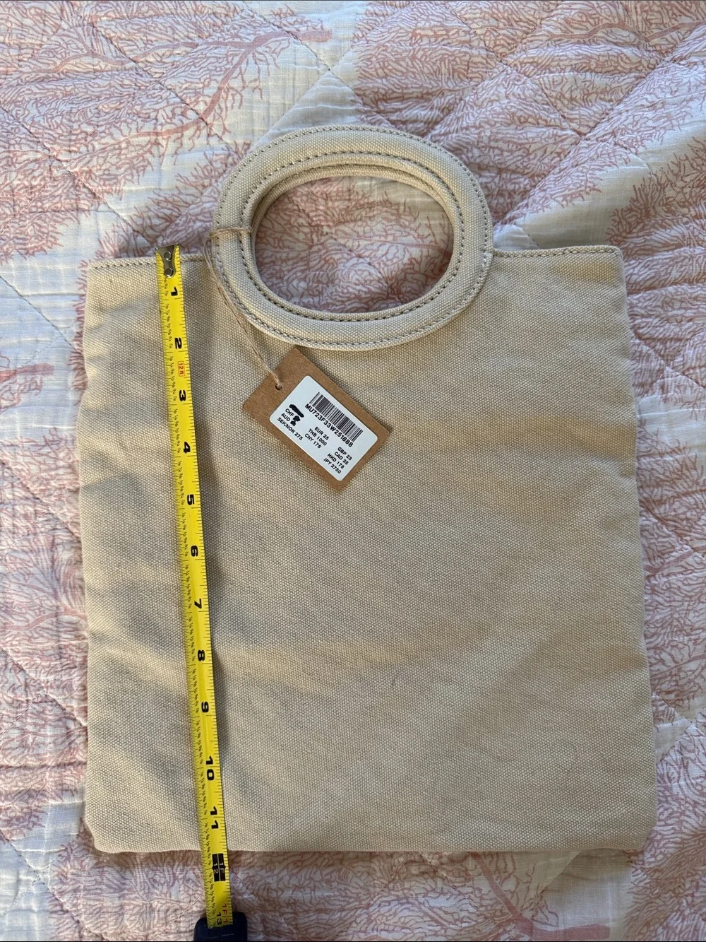 Brandy Melville Beige Canvas Oval Handle Tote